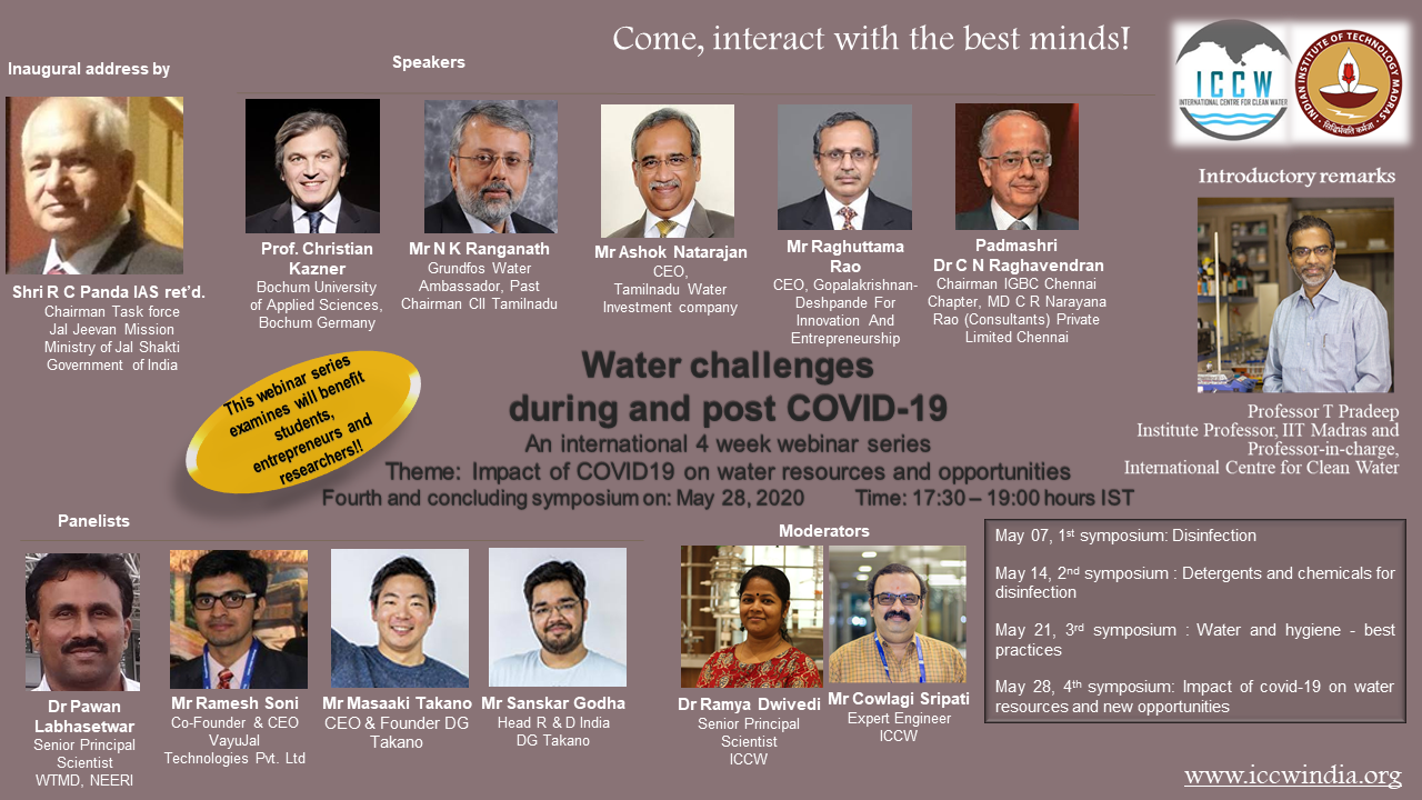 Water Challenges during and post COVID-19 Webinar series, ICCW, Chennai: "Impact of COVID-19 on water resources and new opportunities", 4th Webi...