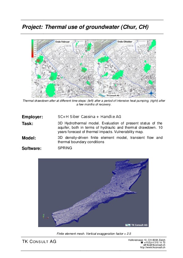 Thermal use of groundwater in Chur (Switzerland).