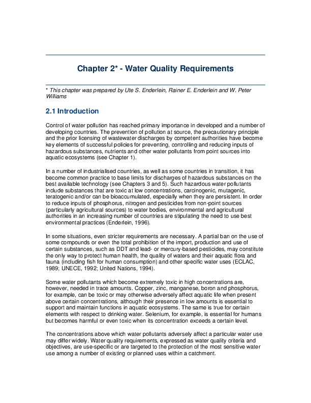 Chapter 2  - Water Quality Requirements