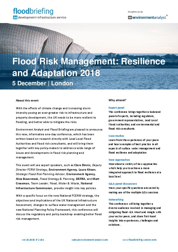 Flood Risk Management: Resilience and Adaptation conference