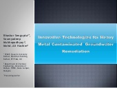 Innovative Technologies for Heavy Metal Contaminated Groundwater Remediation