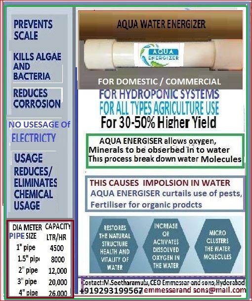 AQUA ENERGIZER is organic water conditioner for increasing the yield of Agro products by 39-50%