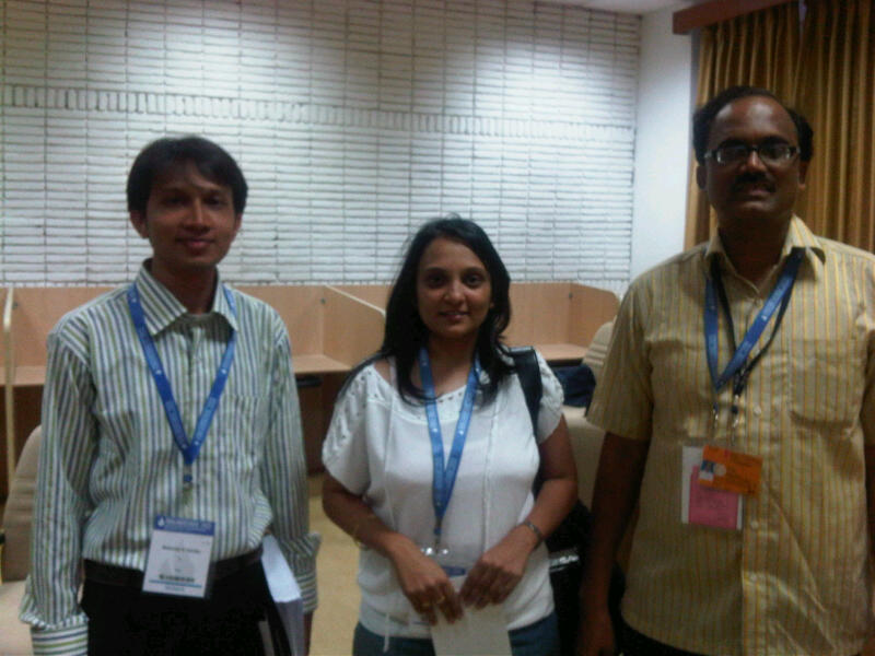 (Left to Right): Mr Mahen Kamble (TWN), Ms Vishakha Rajput (TWN), MR. KK Rao, Indian Ministry of Water Resources at the grand opening of India W...