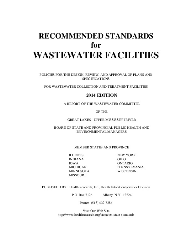Recommended Standards for Wastewater Facilities – USA