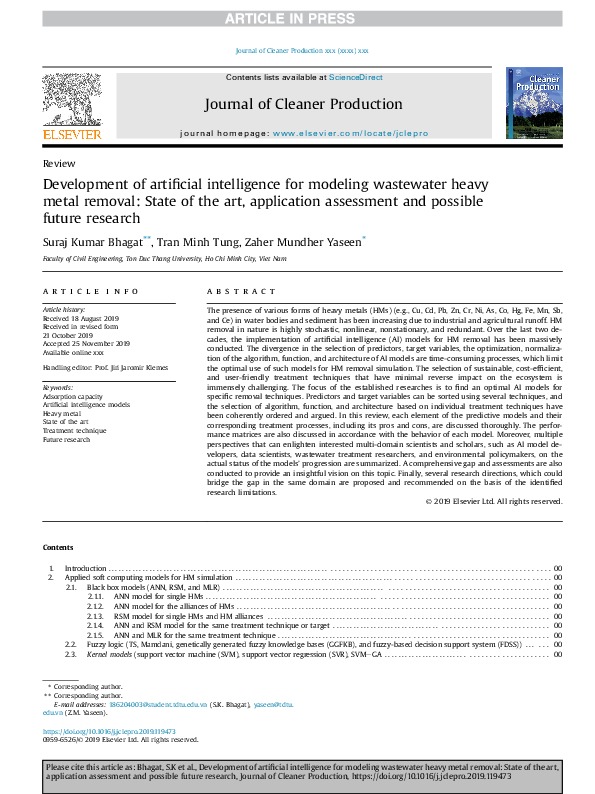 Development of artificial intelligence for modeling wastewater heavy metal removal