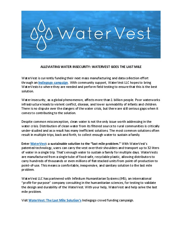 WaterVest: The Last Mile Solution