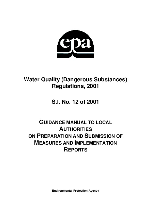 Water Quality (Dangerous Substances) Regulations, 2001, EPA