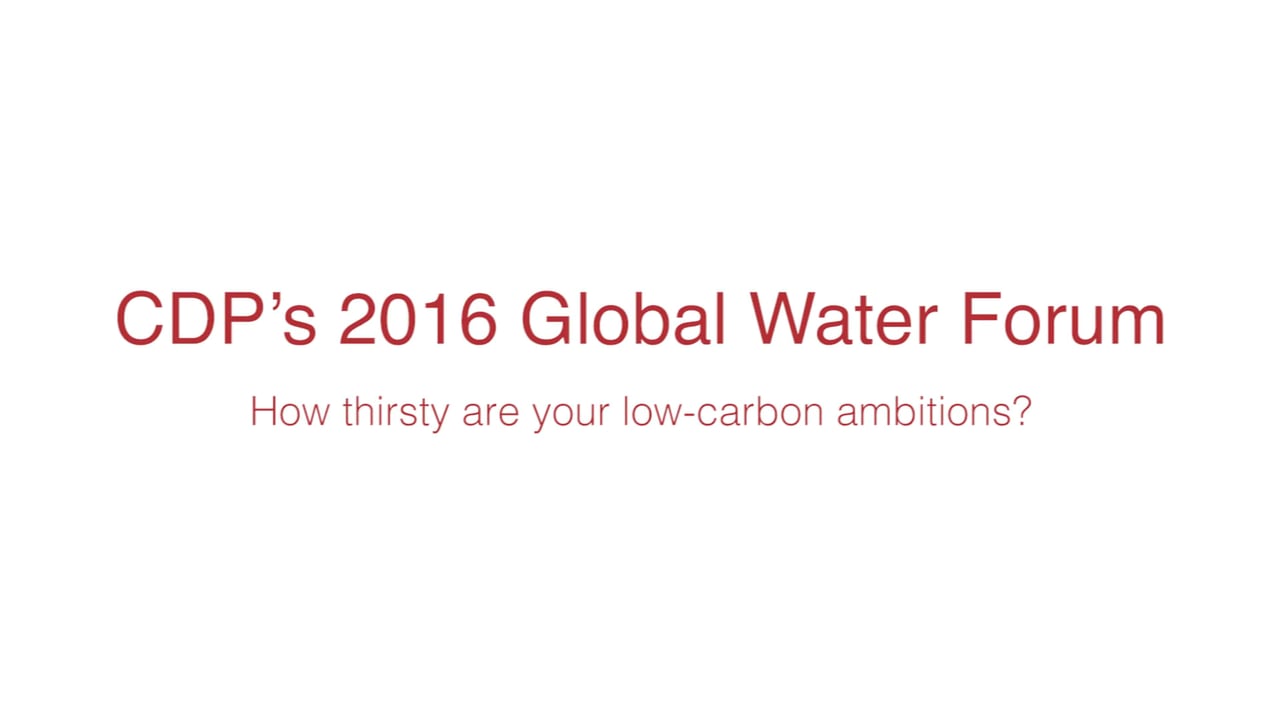 CDP's 2016 Global Water Forum: Carbon Disclosure Projects
