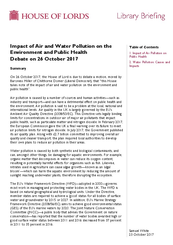 Impact of Air and Water Pollution on the Environment and Public Health