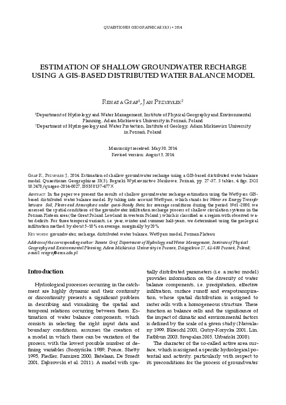 Shallow Groundwater determination with Gis 2014 