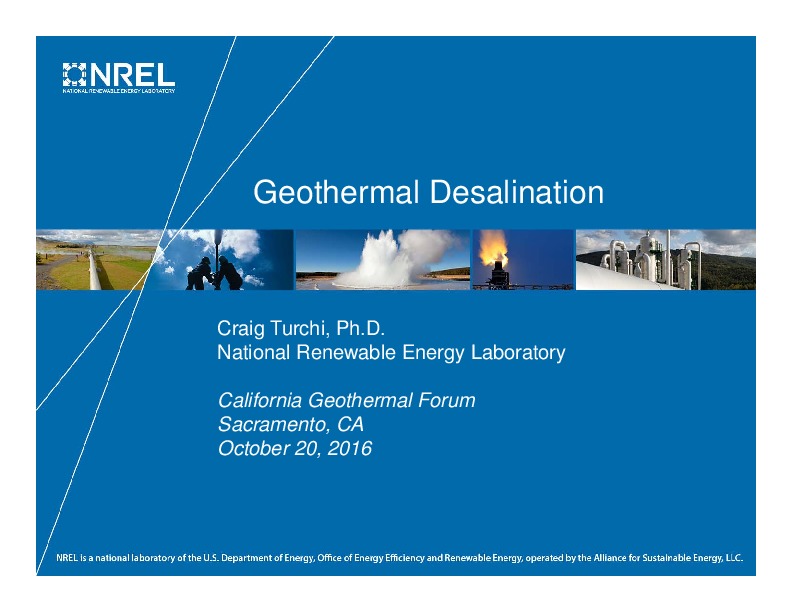 Low Temperature Geothermal Desalination