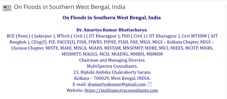 On Floods in Southern West Bengal, India
