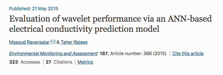 Evaluation of wavelet performance via an ANN-based electrical conductivity prediction model