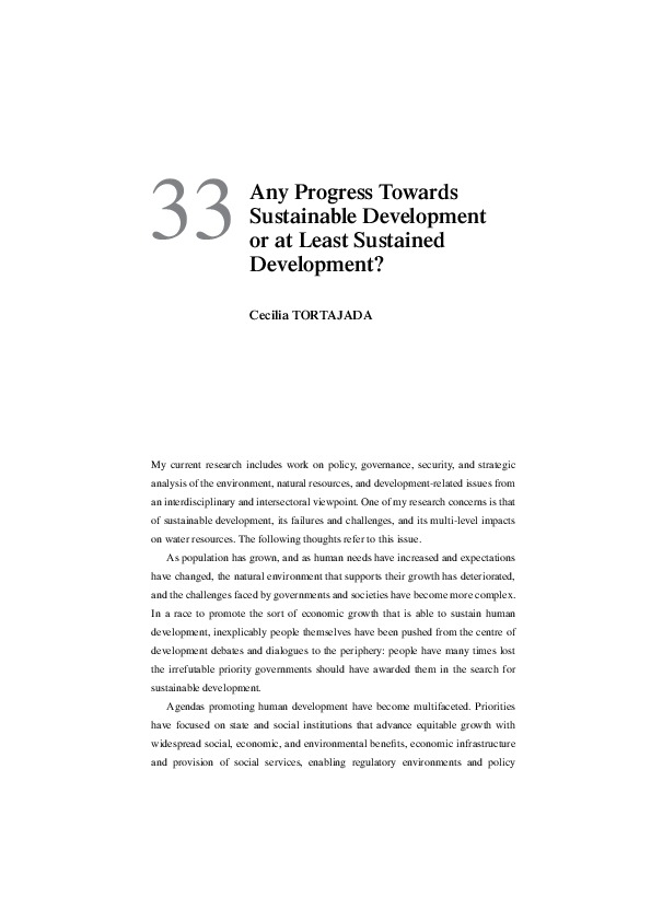 Any Progress Towards Sustainable Development or at Least Sustained Development?
