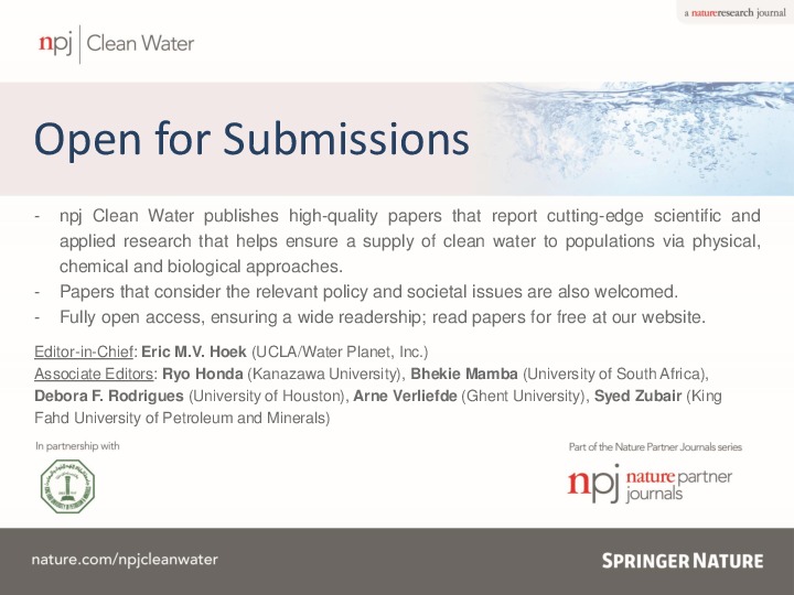 New Water Journal from Nature publisher