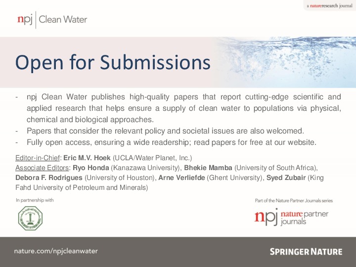 New Water Journal from Nature publisher - The Water Network