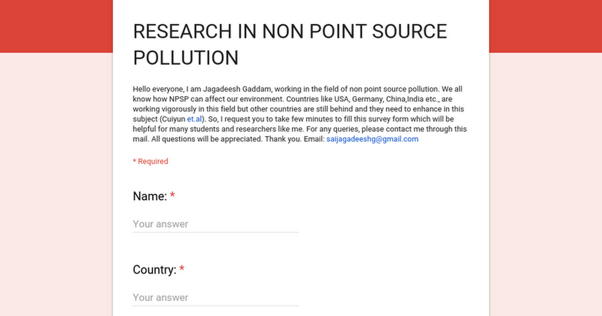 Research in Non-point Source Pollution