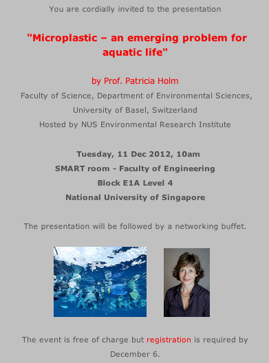 "Microplastic - an emerging problem for aquatic life", by Prof. Patricia Holm, University of Basel Come and learn more about the latest findings...