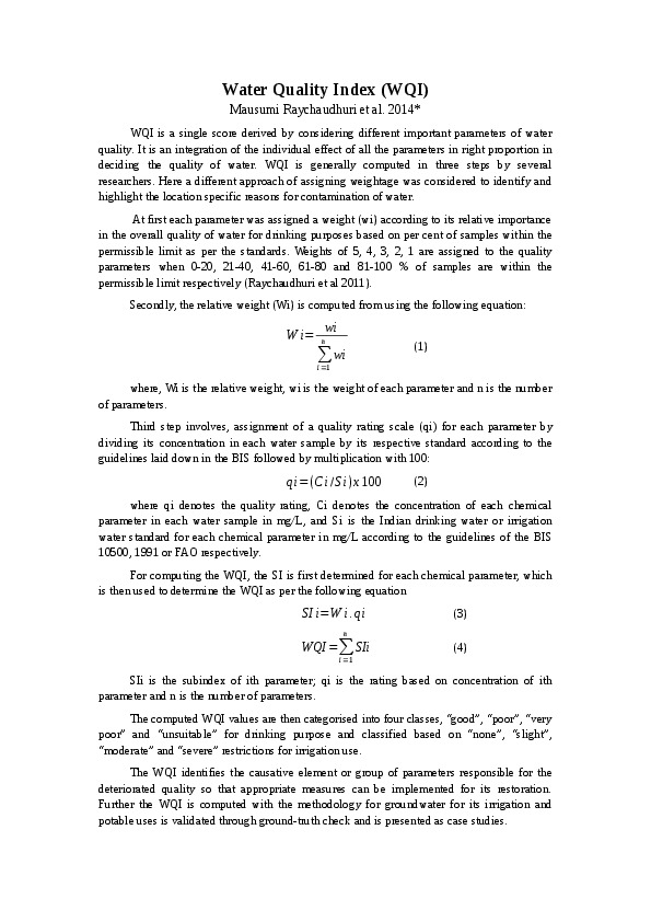 Water Quality Index