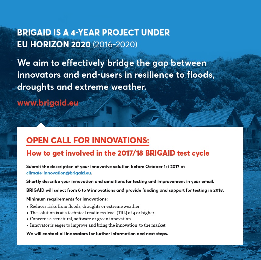 BRIDGING THE GAP FOR INNOVATIONS IN DISASTER RESILIENCE BRIGAID is a 4-year project (2016-2020) under EU Horizon2020 aimed to effectively bridge...