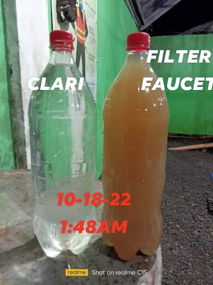 Water purification using the ClariWash self-washing filtration system during the rainy season in the Philippines. No chemical coagulation is use...