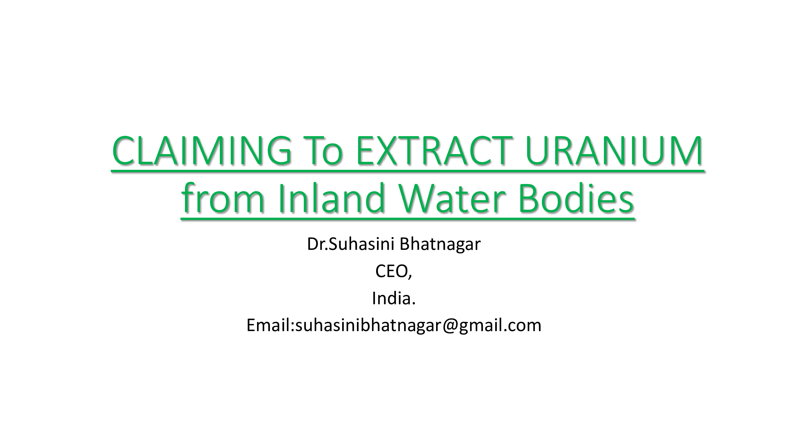 EXTRACTION OF URANIUM FROM WATER INSTANTLY