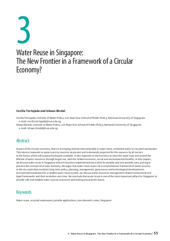 Water Reuse in Singapore: The New Frontier in a Framework of a Circular Economy?