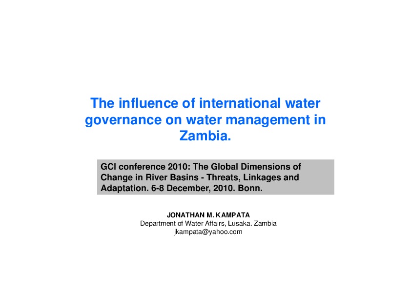The_influence OF INTERNATIONAL WATER GOVERNANCE