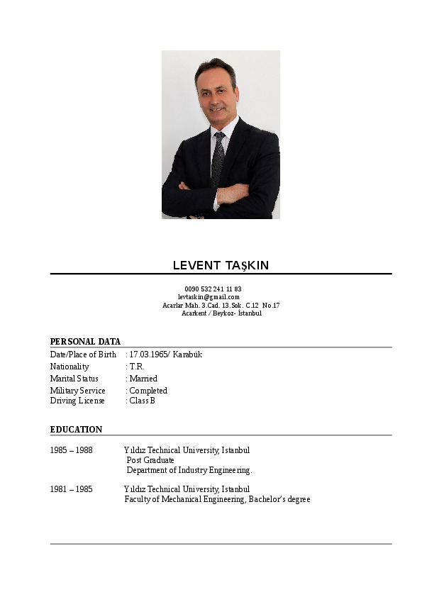 Levent Taşkın, President at Energy & Indusrty
