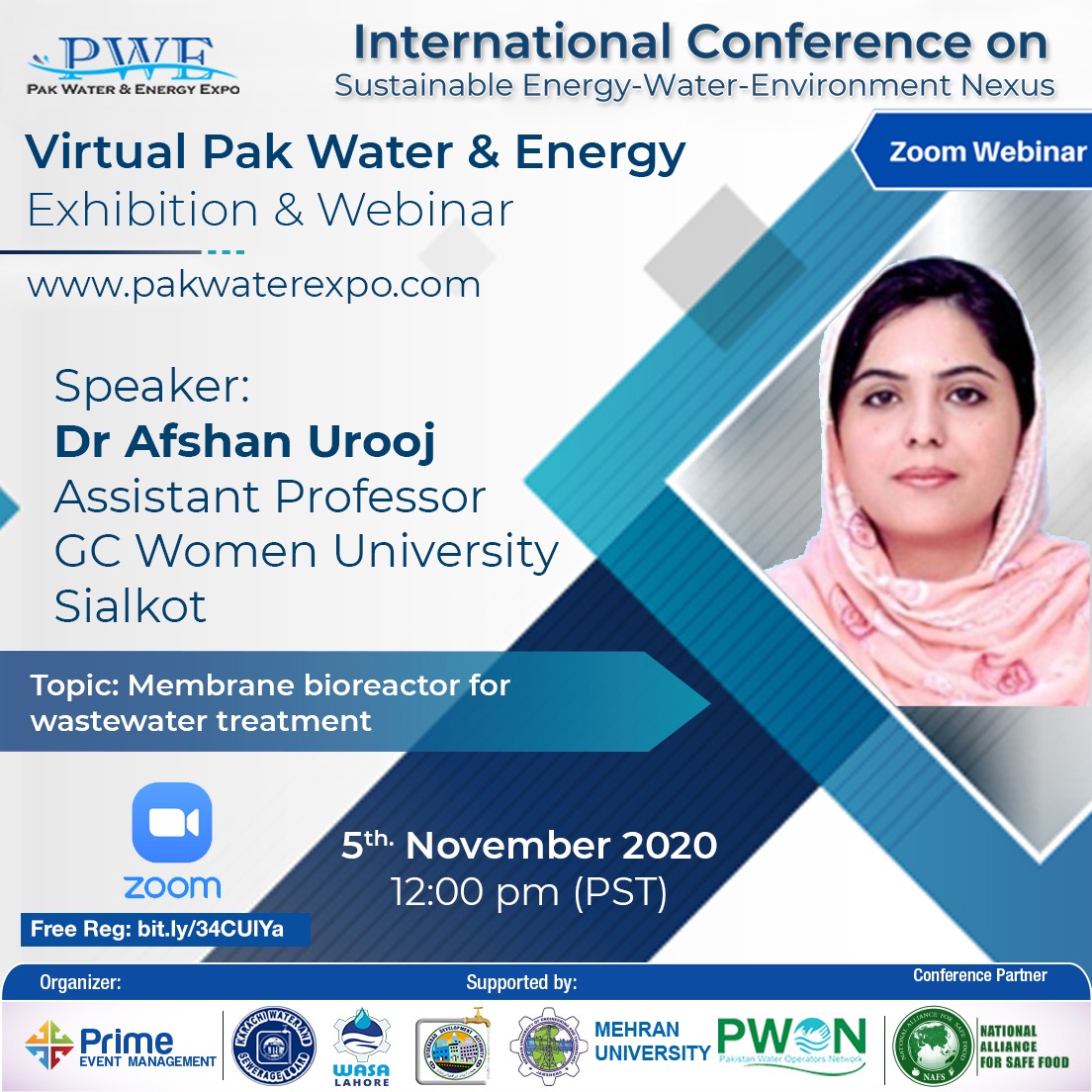 Webinar on Virtual Pak Water & Energy Expo. 3 - 5 November 2020.Free ​​Registration: ​​bit.ly/​34CUlYa ​or www.pakwaterexpo.com
