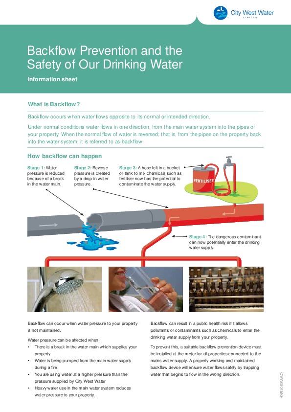 Backflow Prevention and the Safety of Our Drinking Water (Fact Sheet)