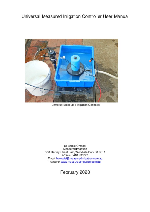 Universal Measured Irrigation Controller