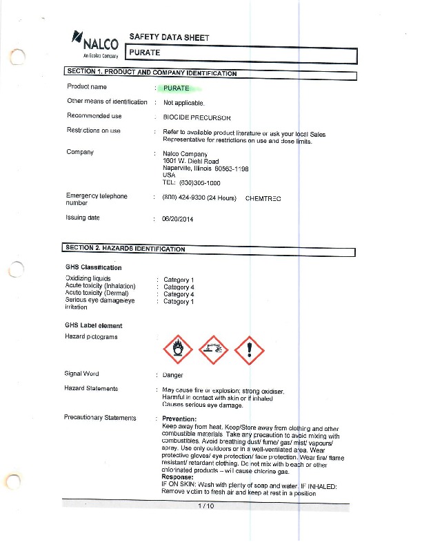 Hi I am trying to find a home for 1200 gallons of Purate, biocide.&nbsp; Can anyone use this? Feel free to contact me at jbenway@truebluecos.com...