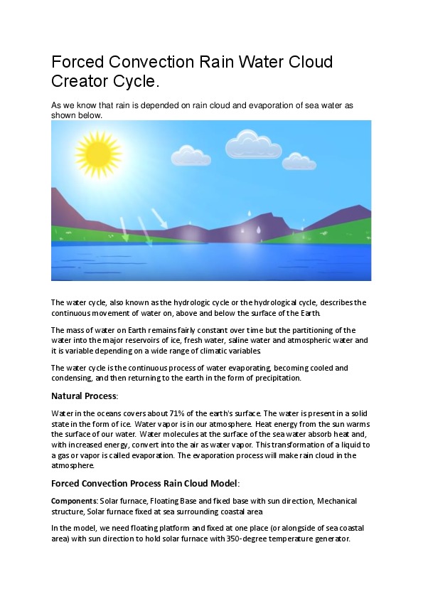 Forced Convection Rain Water Cloud Creator  Cycle