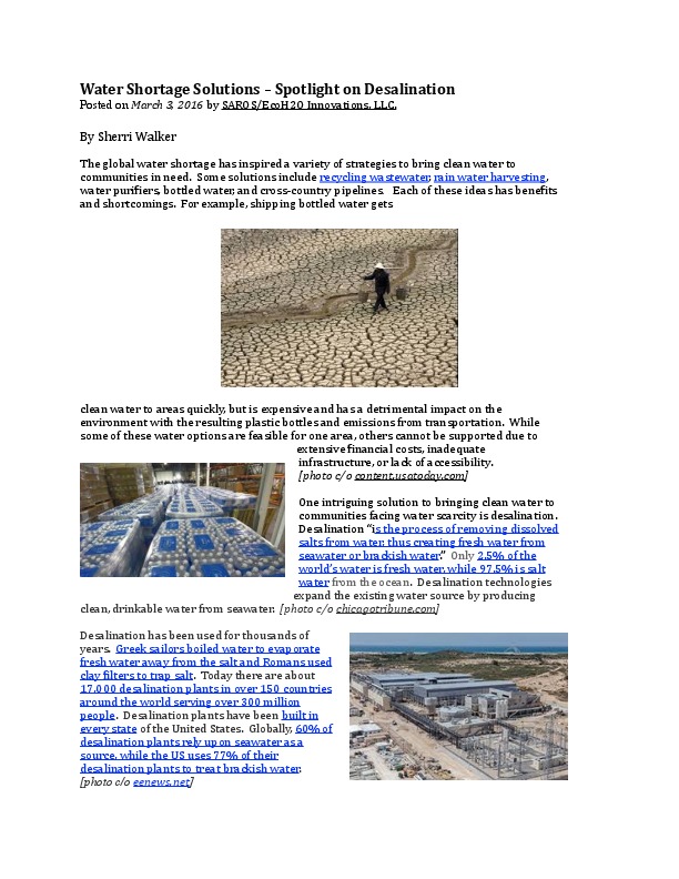 Water Shortage Solutions – Spotlight on Desalination