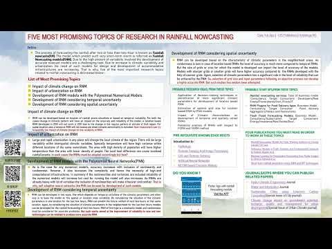 Project topics in Rainfall NowcastingThe process of forecasting the rainfall after two or less than two-hour is known as Rainfall nowcasts(RN). ...