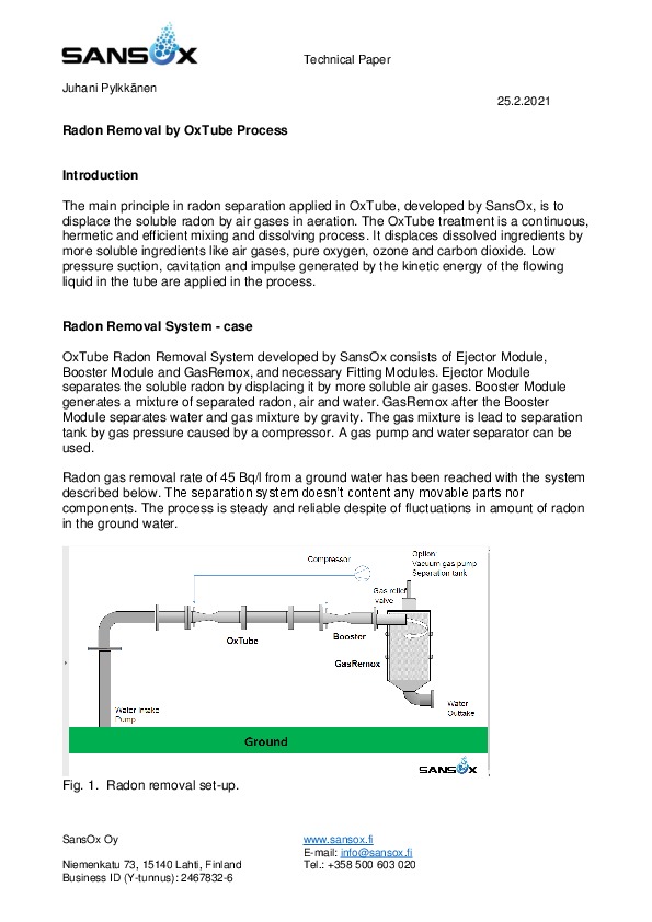 RADON REMOVAL IN PRESSURISED PIPELINERadon is the second biggest reason for lung cancer. When the dissolved radon is released from water, this i...