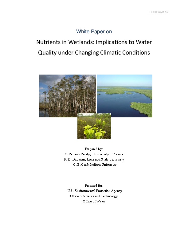 Nutrients in Wetlands: Implications to Water Quality under Changing Climatic Conditions