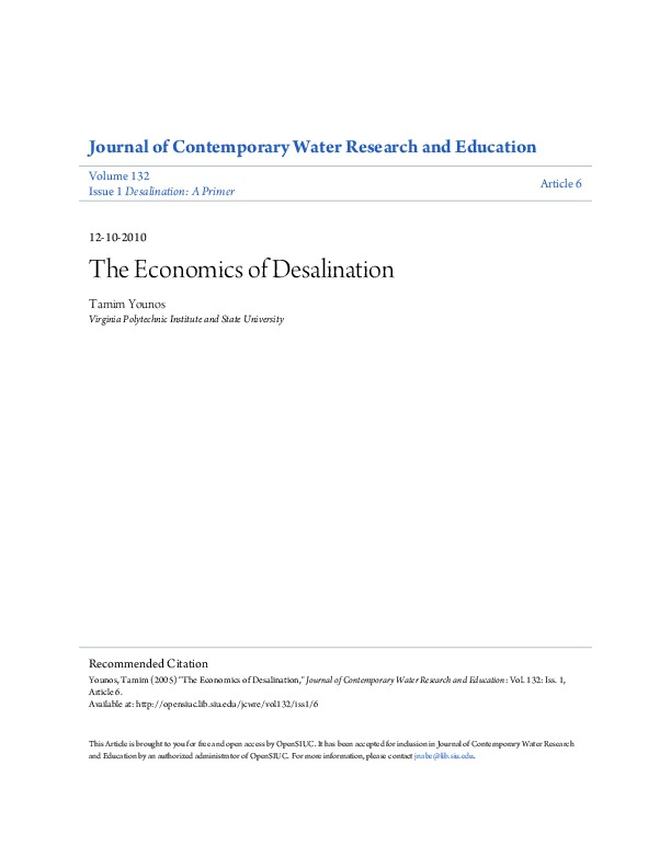The Economics of Desalination