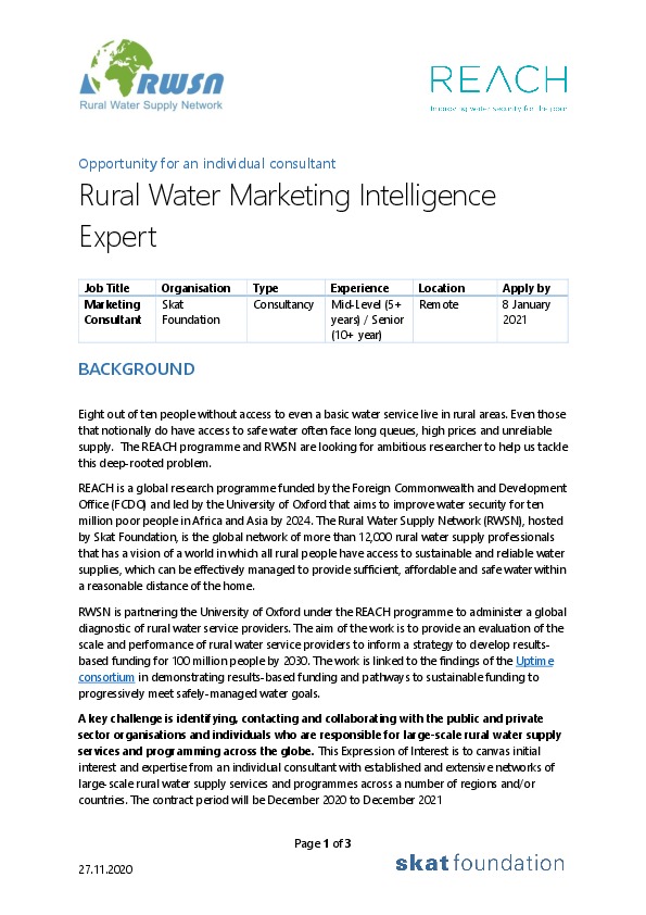 Rural Water Marketing Intelligence Expert