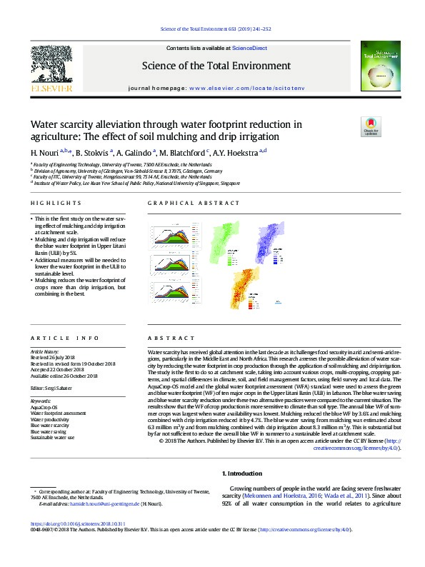 Water Scarcity Alleviation Through Water Footprint Reduction in Agriculture