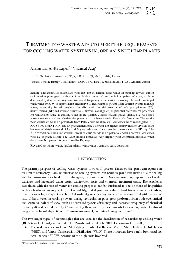 Scaling and corrosion associated with the use of natural hard water in cooling towers during recirculation pose great problems from both economi...