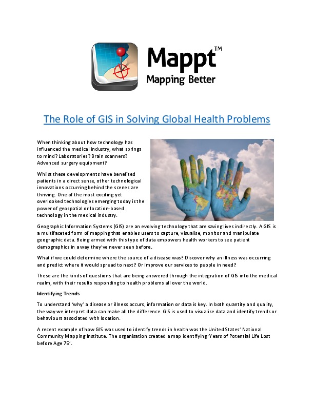 The Role of GIS in Solving Global Health Problems