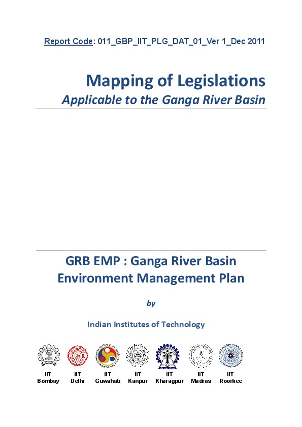Mapping of Legislations Applicable to the Ganga River Basin