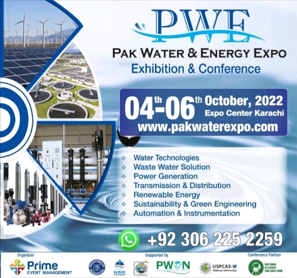 Respected Sir / Madam,We have initiated to start booking of our scheduled Exhibition 6th Pak Water & Energy Expo at International Expo Centre Ka...
