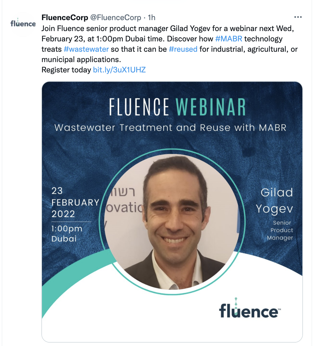 Join Fluence senior product manager Gilad Yogev for a webinar next Wed, February 23, at 1:00pm Dubai time. Discover how #MABR technology treats ...