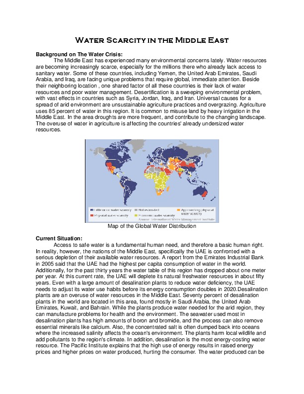 Water Scarcity in Middle East Gis 