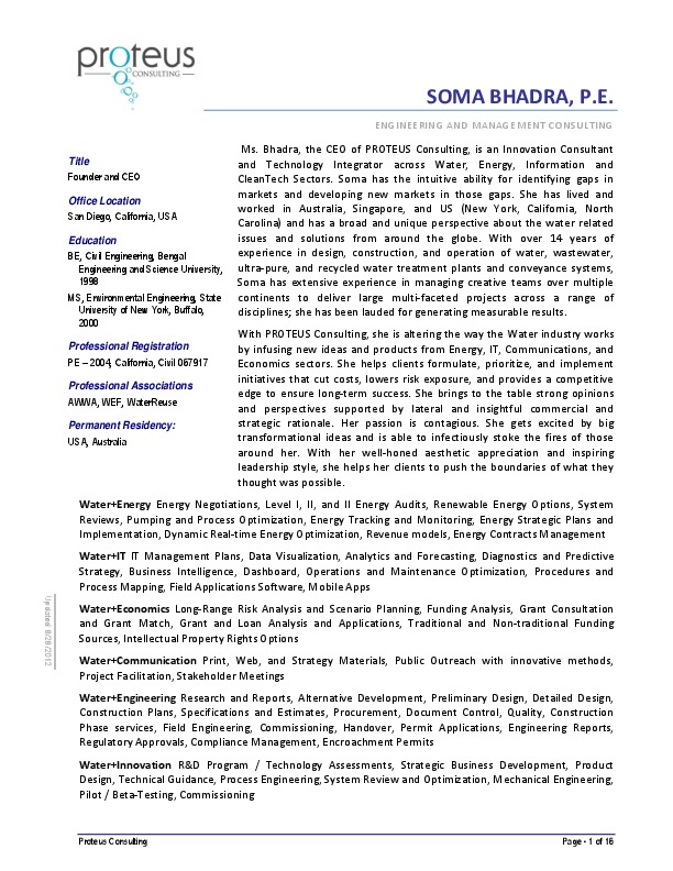 Soma Bhadra, Proteus Consulting - CEO