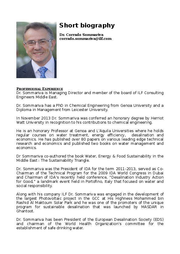 corrado sommariva, President at European Desalination Society