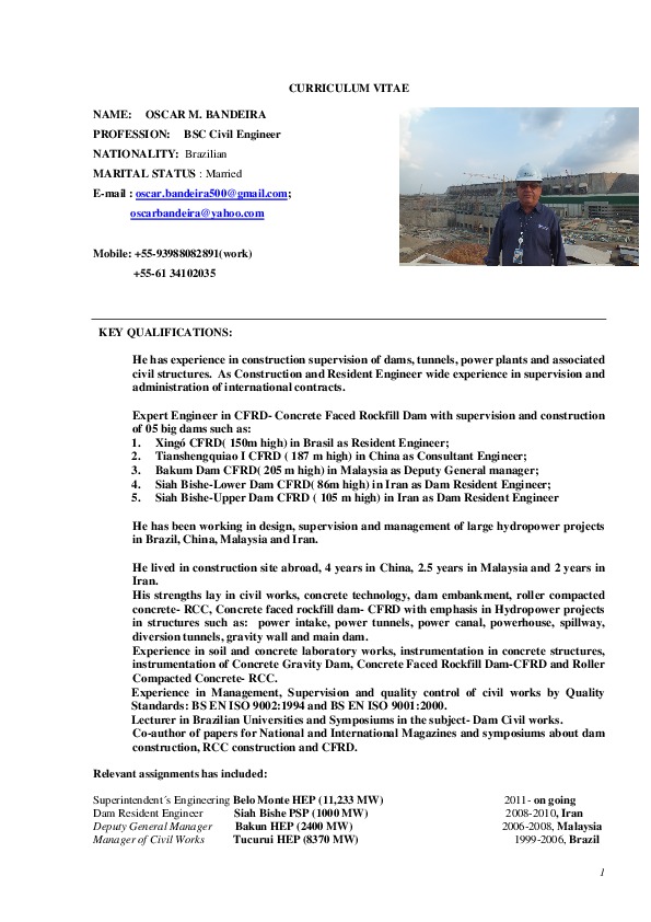 oscar m bandeira, CIvil Engineer